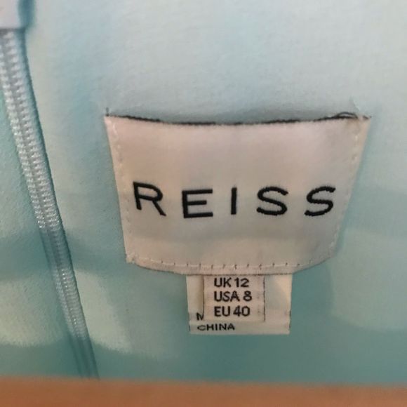 Reiss Lemine floral embroidered dress in turquoise - Picture 5 of 5
